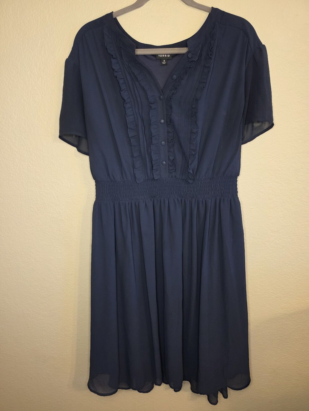 Flutter Sleeve Cinched Waist TORRID Blue Dress Size 3